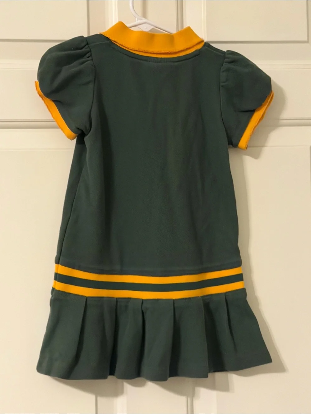 Green Bay Packers Girls Green and Gold Pleated Polo Dress